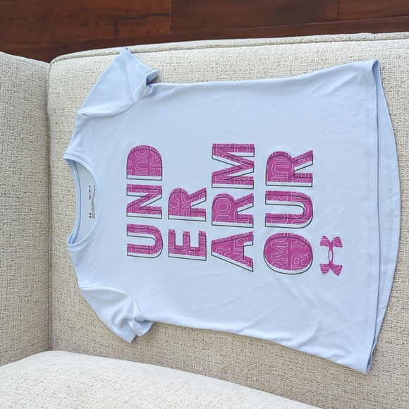 Blue with Purple Print Youth Medium Activewear Shirt - Under Armour - Picture 1 of 7